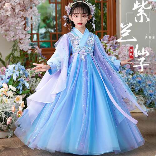 古风超仙女童汉服2025新款儿童女春夏秋季古风唐装原创古装连衣裙