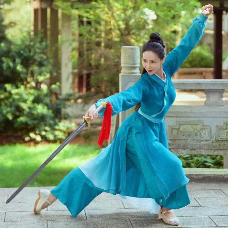 古典舞民族风格表演服装女性优雅武术练习服装古典舞舞台服装表演