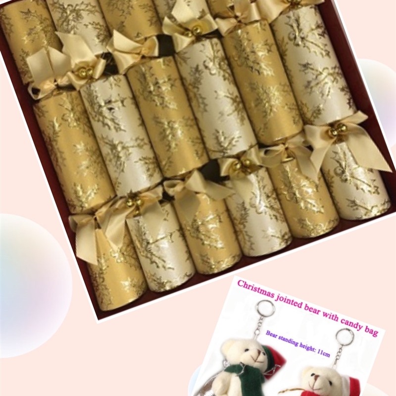 christmas cracker 6支装圣诞拉炮30厘米含英文笑话纸帽