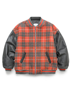 ESOTERIC THING 法兰绒拼皮袖棒球夹克 FLANNEL VARSITY JACKET