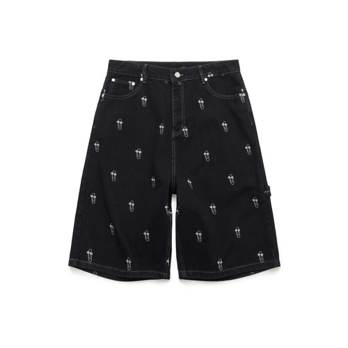 ESOTERIC 互联网档案刺绣牛仔七分裤 EMBROIDERED DENIM SHORTS