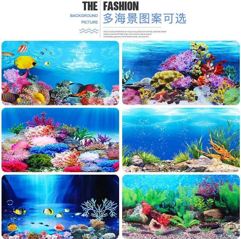 海景个性居家简约防水3d蓝色壁画墙纸鱼缸背景纸画高清图水族箱