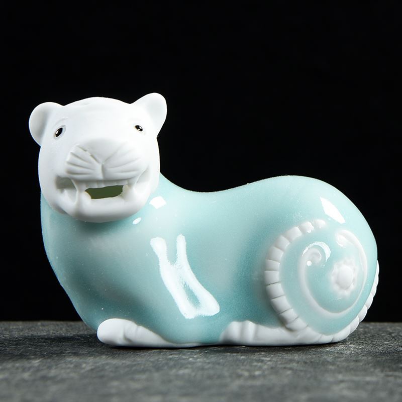 陶瓷十二生肖小摆件可爱属相迷你鼠牛虎兔龙蛇马羊猴鸡狗猪工艺品