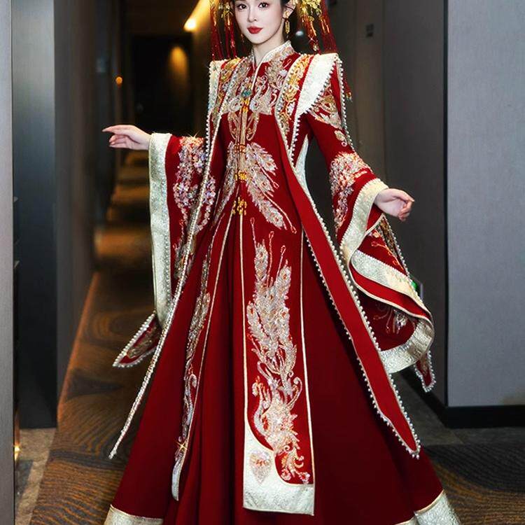 出租霞帔婚服租赁中式嫁衣新娘结婚秀禾服重工中式出嫁出阁礼服