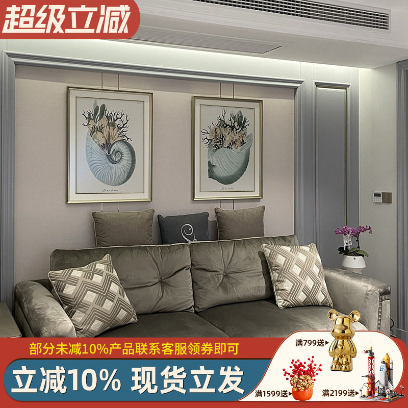 高级感强法式挂画现代美式装饰画海螺珊瑚客厅沙发墙轻奢简美壁画
