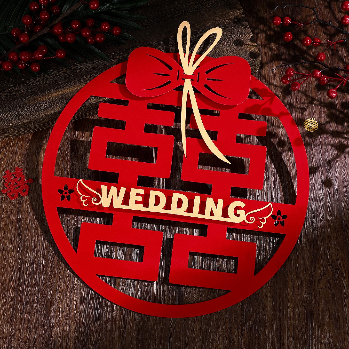 结婚立体植绒喜字贴布置男方新房客厅背景墙装饰婚房囍字入户门贴