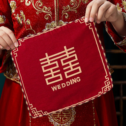 结婚红手帕新娘换喜帕喜庆小方巾