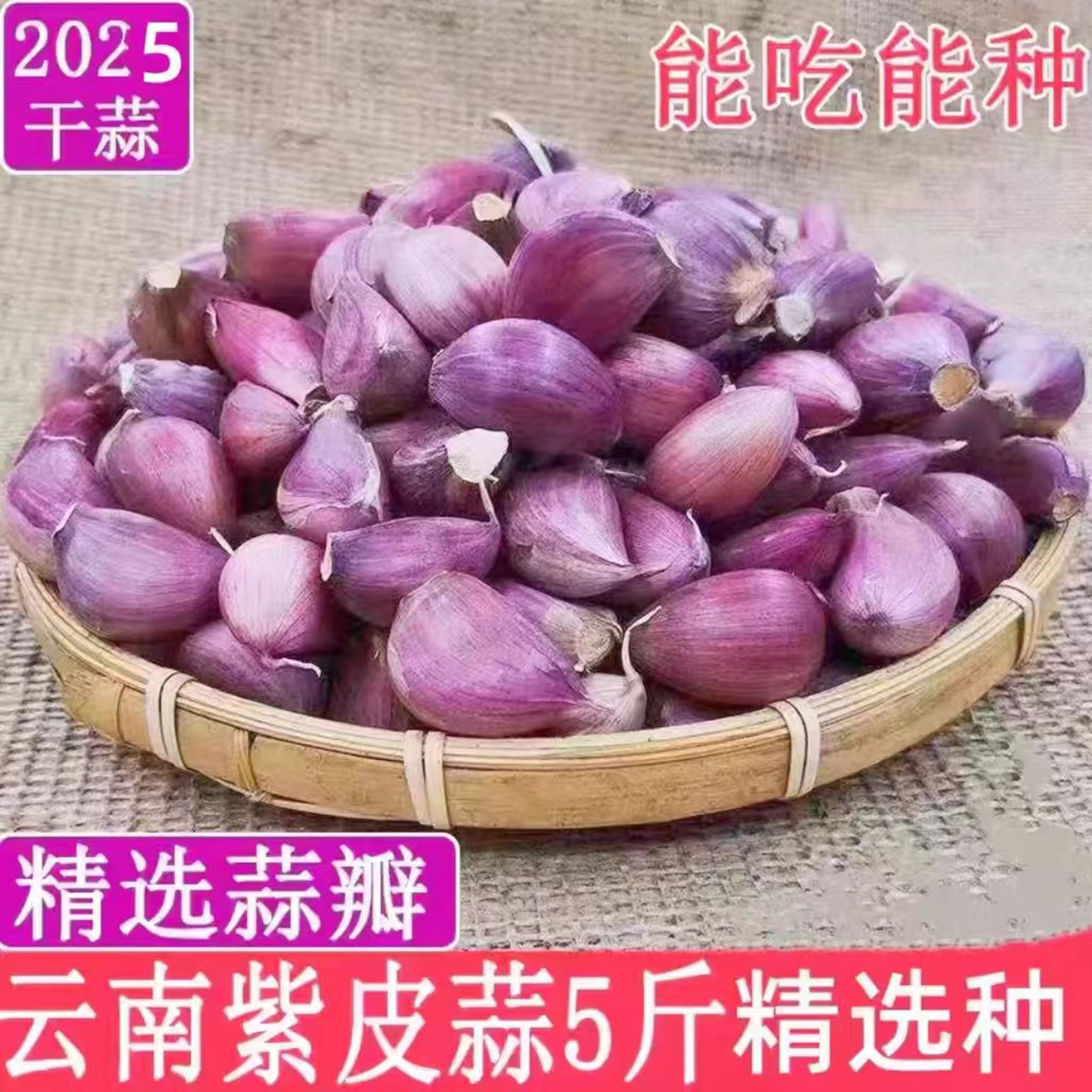 云南紫皮大蒜干蒜头香蒜种子5斤