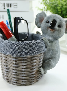 创意动物小猪考拉笔筒装饰办公室中小学生老师生日礼物开学笔筒