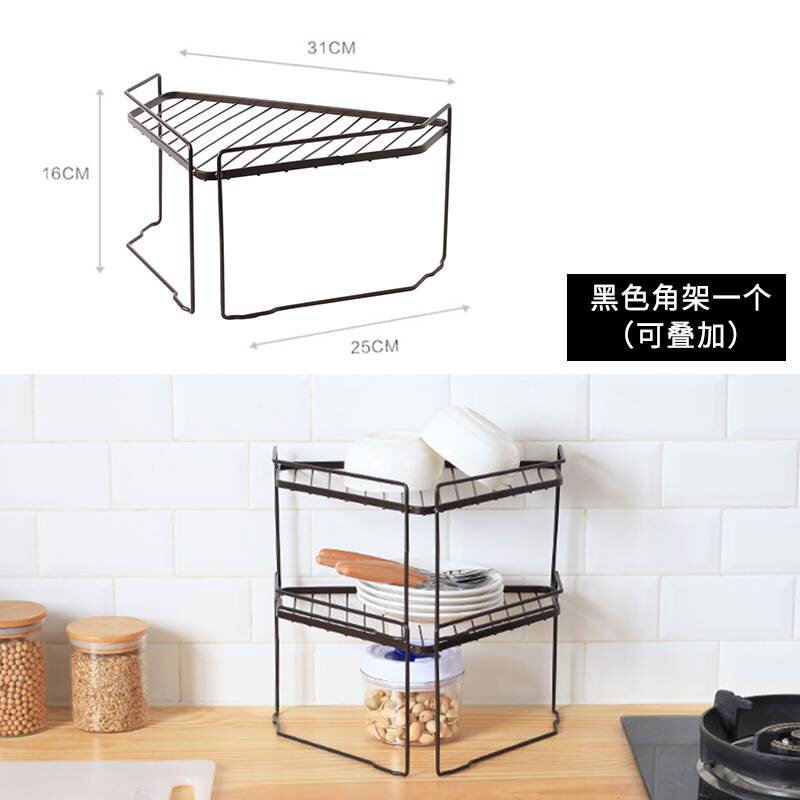 。厨房用品铁艺分层置物架桌面储物架收纳橱柜内隔层分隔板单层i.