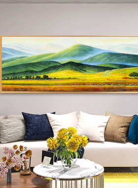 网红世界名画巨人山简约客厅装饰画背有靠山沙发背景墙面挂画风景