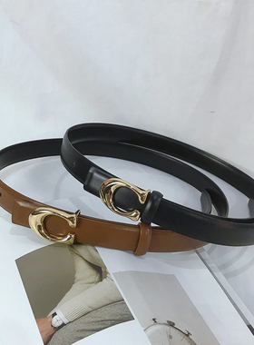 复古小C扣双面可用真皮腰带女装饰配连衣裙牛仔裤时尚纯牛皮皮带