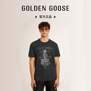 Golden Goose男装Journey黑色印花图案T恤25新品GGDB