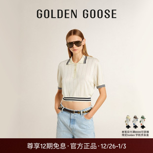 GGDB T恤新款 Golden Goose女GOLDEN白色学院风短款