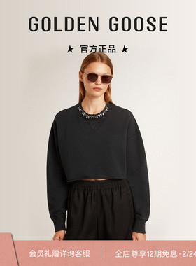 Golden Goose女装Journey黑色仿水晶装饰卫衣礼物GGDB