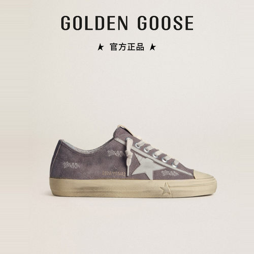 Golden Goose女鞋V-Star刺绣鞋面复古灰色鞋GGDB