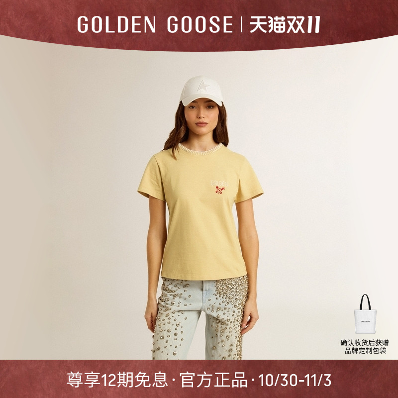 Golden Goose女士Journey系列刺绣棉质T恤GGDB
