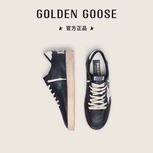 Golden Goose男款Ball Star黑色皮革休闲鞋GGDB