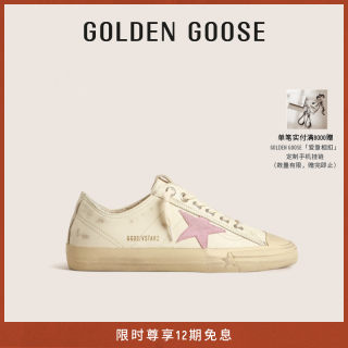 Golden Goose 女鞋 V-Star 复古灰玫瑰色星星通勤休闲脏脏鞋