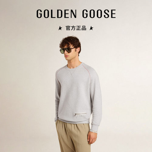 【明星同款】Golden Goose男款JOURNEY系列灰色卫衣GGDB
