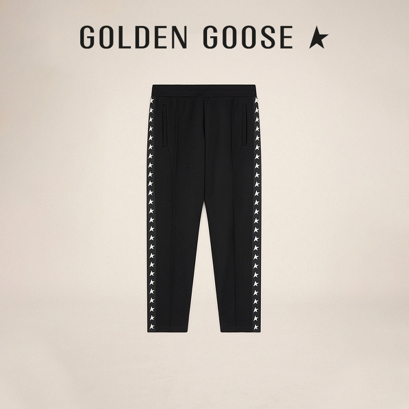 golden goose 男装 star collection星星黑色长裤休闲裤