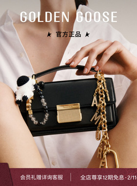 Golden Goose女Venezia单肩包黑色小号皮革手袋礼物GGDB