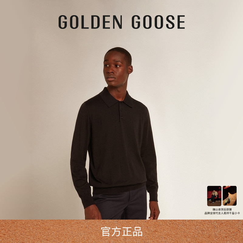 GoldenGoose黑色长袖POLO衫