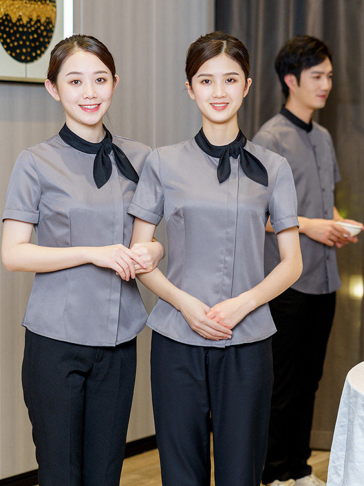 京橙酒店服务员工作服短袖餐饮火锅饭店工装餐厅前台专用服装女