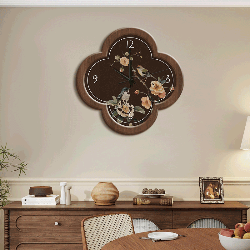 法式轻奢挂钟画装饰画静音时钟