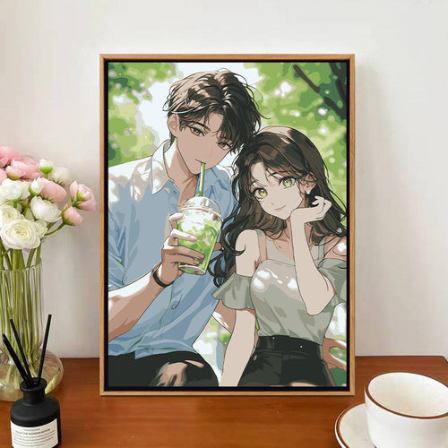 治愈情侣怦然心动diy数字油画