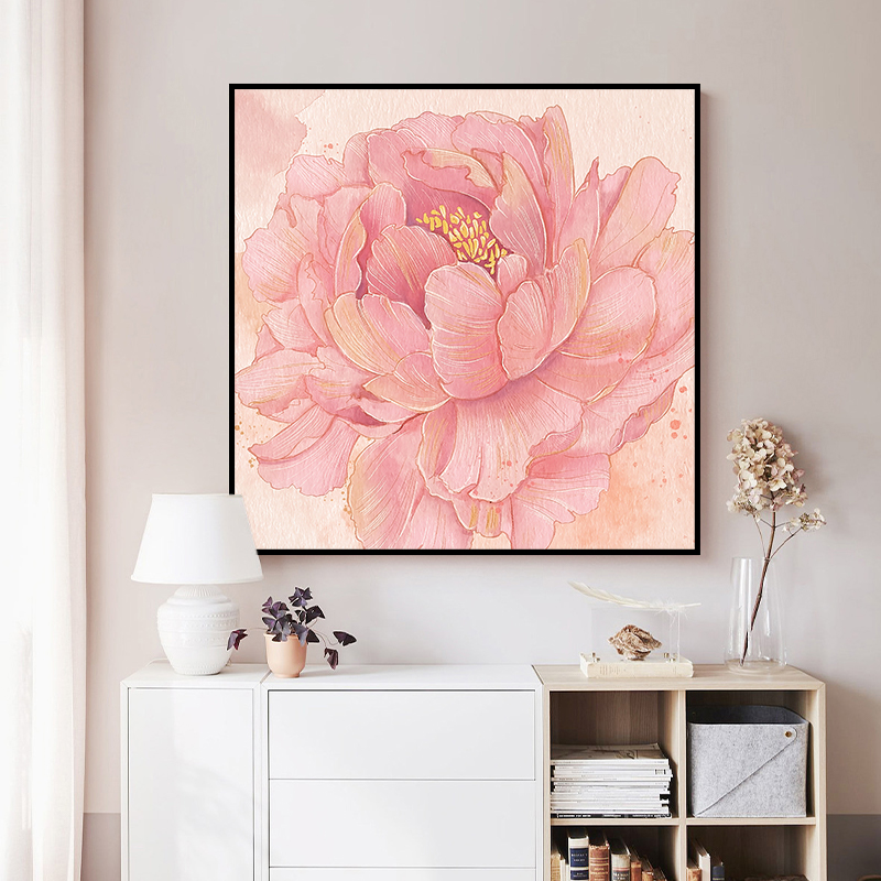 繁花似锦中式复古牡丹花花卉家居风景玄关客厅背景墙装饰画挂画图片