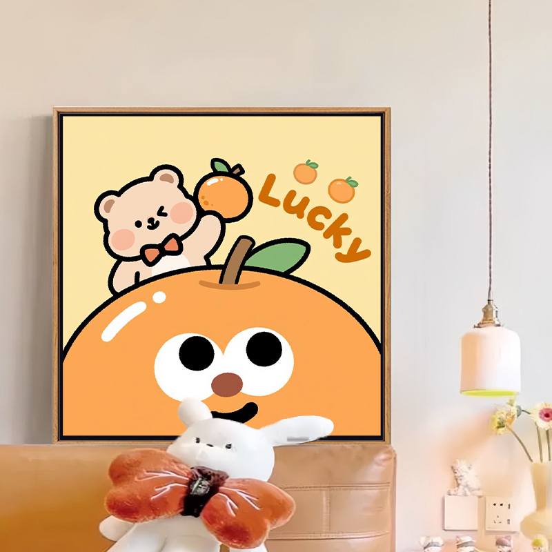 可爱水果数字油画diy卡通风手绘填充治愈解压简单油彩画装饰挂画图片