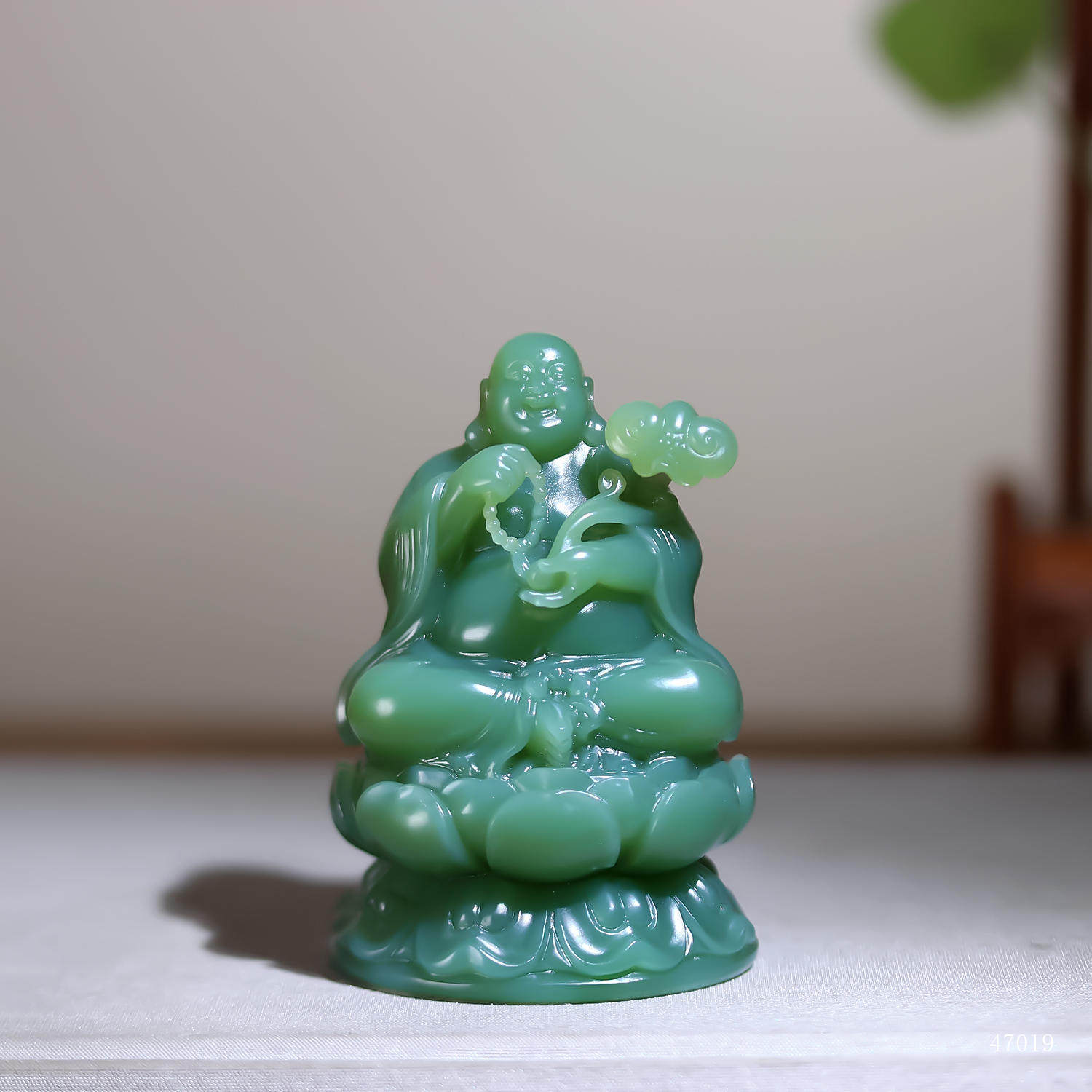 和田玉佛弥勒佛象高品质玉碧玉老料鸭蛋青生肖本命年佛230g带证书