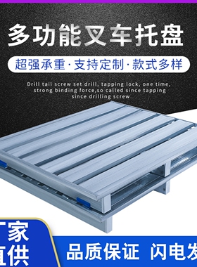 叉车钢制铁托盘金属加厚仓库仓储板白色防泄渗漏托盘储货架垫卡板