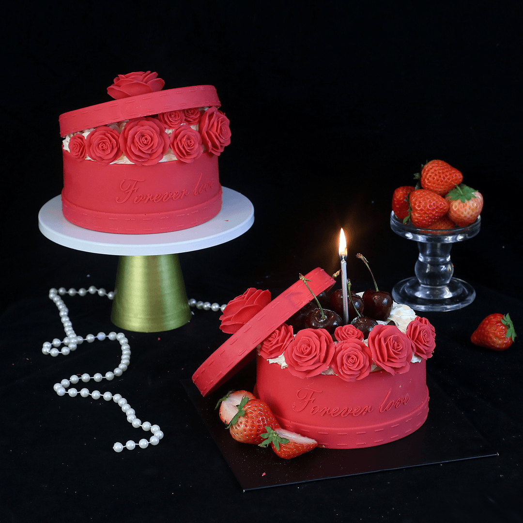 巧克力花玫瑰礼盒情人节蛋糕装饰摆件情侣告白纪念甜品烘焙配件