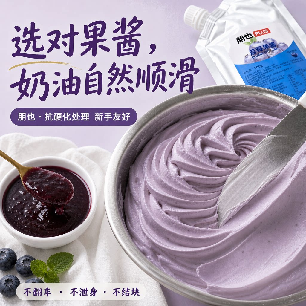 朋也蓝莓果酱烘焙专用500g蛋糕奶油慕斯雪媚娘调色调味原料色素