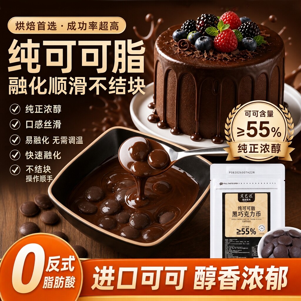 巧克力烘焙专用纯可可脂黑巧豆