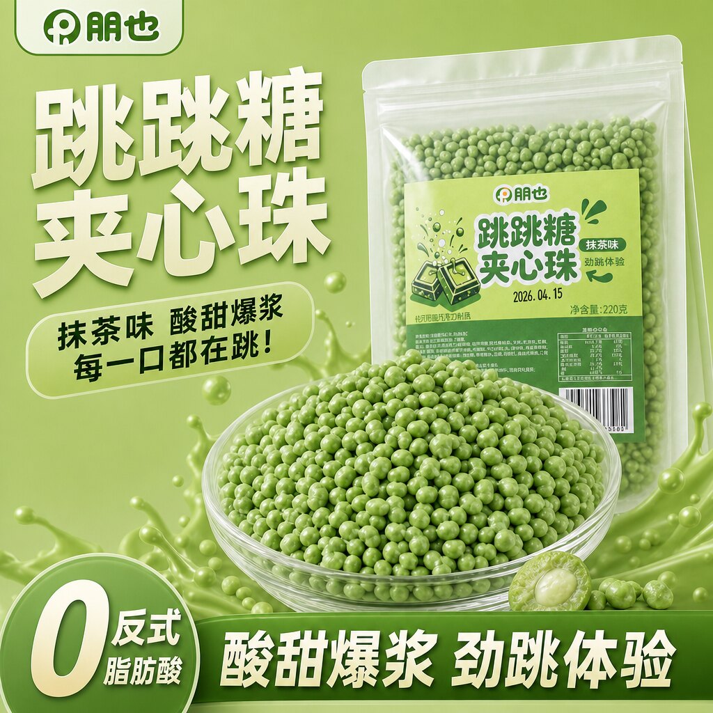 朋也跳跳糖烘焙巧克力夹心珠酸奶碗配料绿色抹茶味糖果冰淇淋点缀