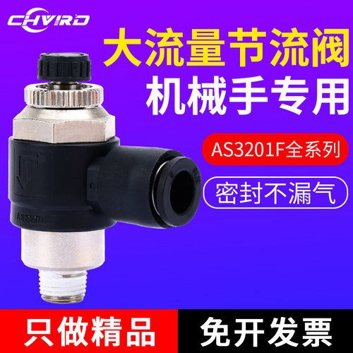 SMC型大流量节流阀AS3201F-01/02-06S/08S/10S/12S调速阀限流阀