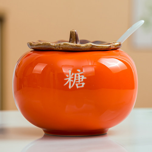 陶瓷辣椒油罐盐罐鸡精罐糖罐油泼辣子罐激光雕刻标签耐高温罐定制