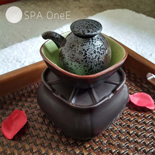 泰式温油工具精油加热炉子底座香薰陶瓷热油壶套装spa美容院水疗