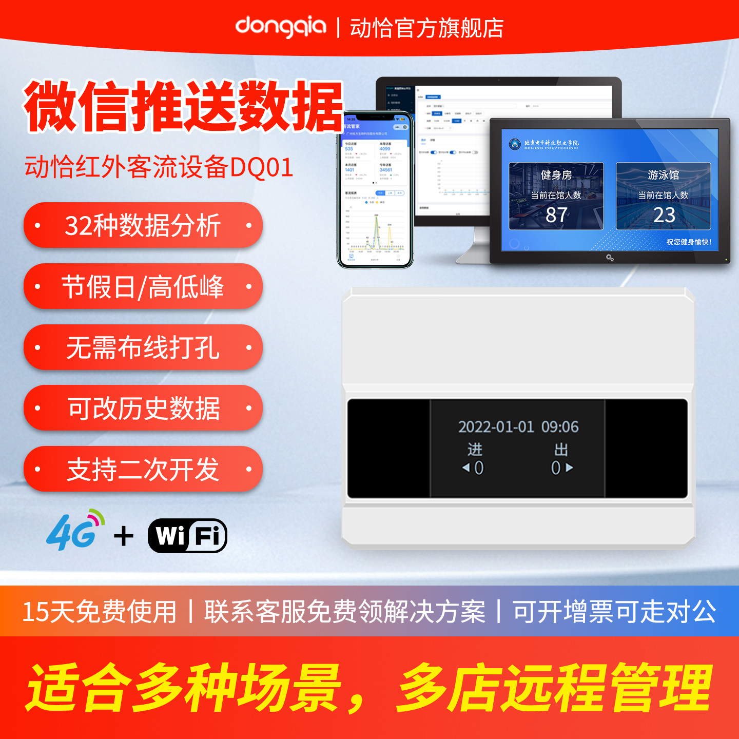 WIFI版实时查看门店客流计数器