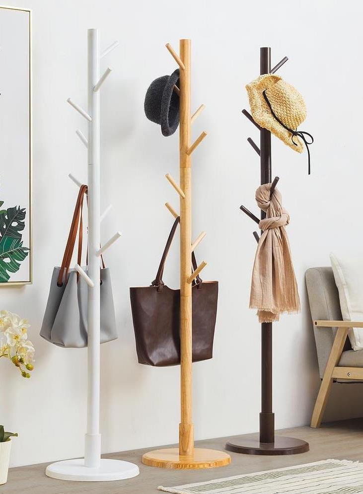 空间拆卸个性木制家用落地衣架立体省衣帽架酒店经济型收纳架卧室