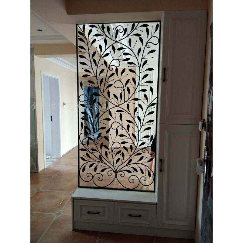 欧式铁艺屏风隔断玄关门鞋柜镂空客餐厅厨卫6花窗落地墙简约制