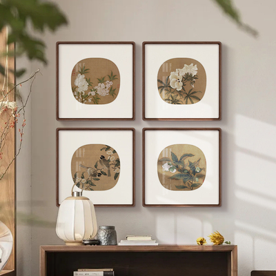 宋代美学实木高端新中式餐厅装饰画客厅沙发背景墙挂画复古风禅意