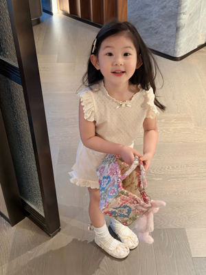 Millie Baby｜独家限量！2026新款女童花边镂空背心短裤套装