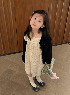 Millie Baby｜BP银线樱桃刺绣学院风春秋女童棉线开衫针织衫外套