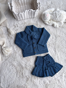 Millie Baby|MP2024秋冬女童蝴蝶结针织开衫外套半身裙裤套装