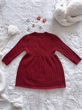 Millie Baby｜【年后发】新年红色针织连衣裙婴童针织麻花女童裙