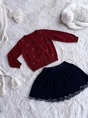 Millie Baby｜【150码年前发】BP秋冬新年红樱桃刺绣羊毛针织开衫